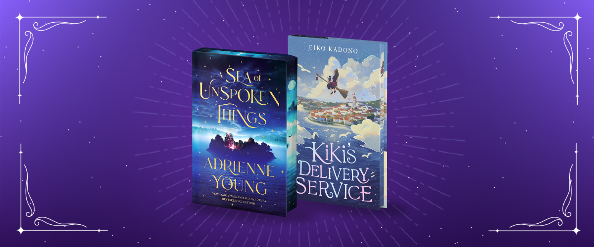 Books covers of A Sea of Unspoken Things by Adrienne Young and Kiki's Delivery Service by Eiko Kadono